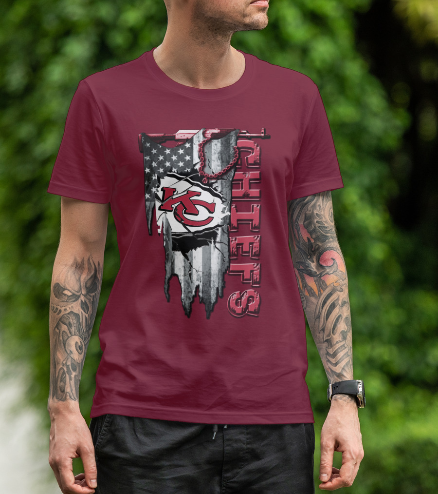 Chiefs Kc American Flag Torn T-Shirt