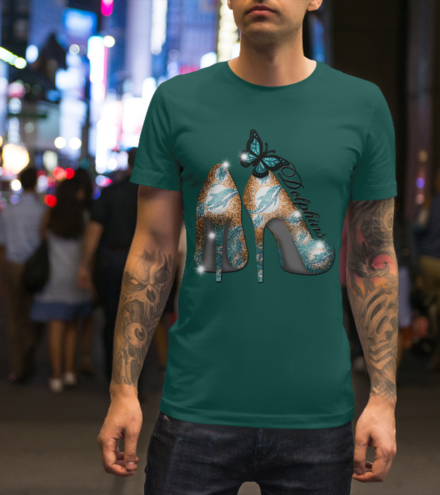 Miami Dolphins Heels With Butterfly T-Shirt