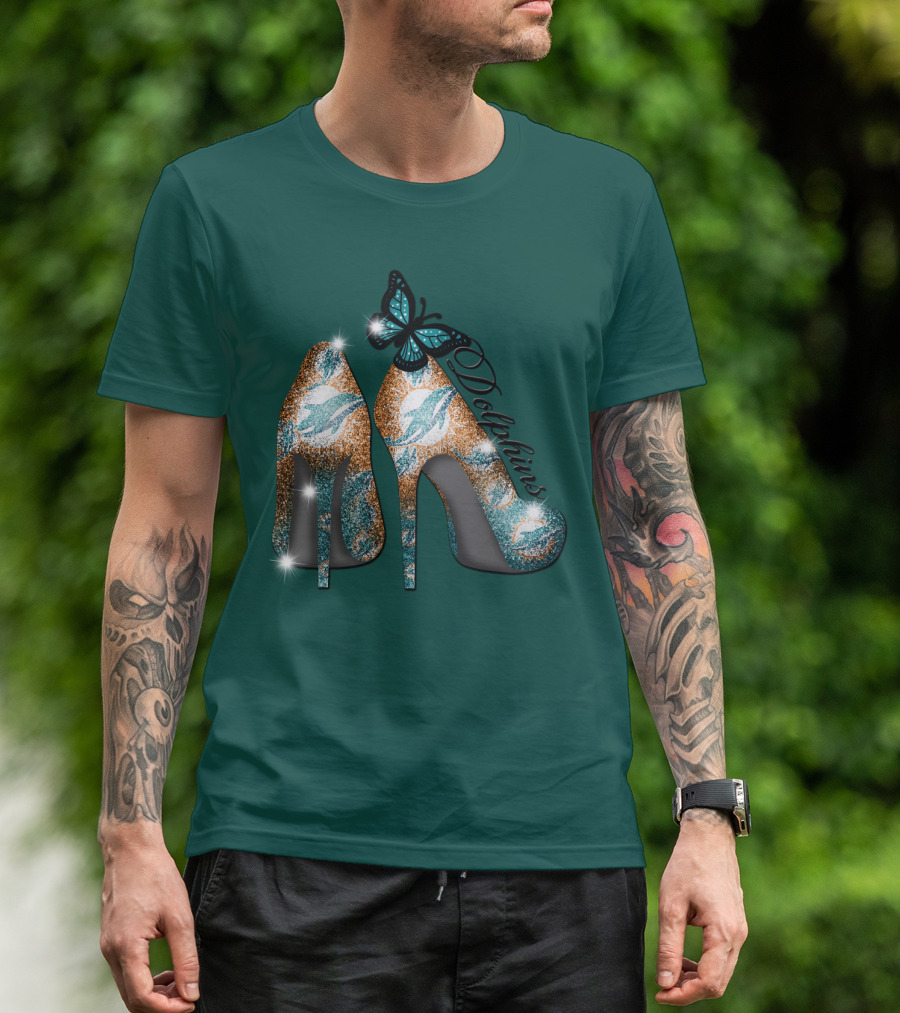 Miami Dolphins Heels With Butterfly T-Shirt