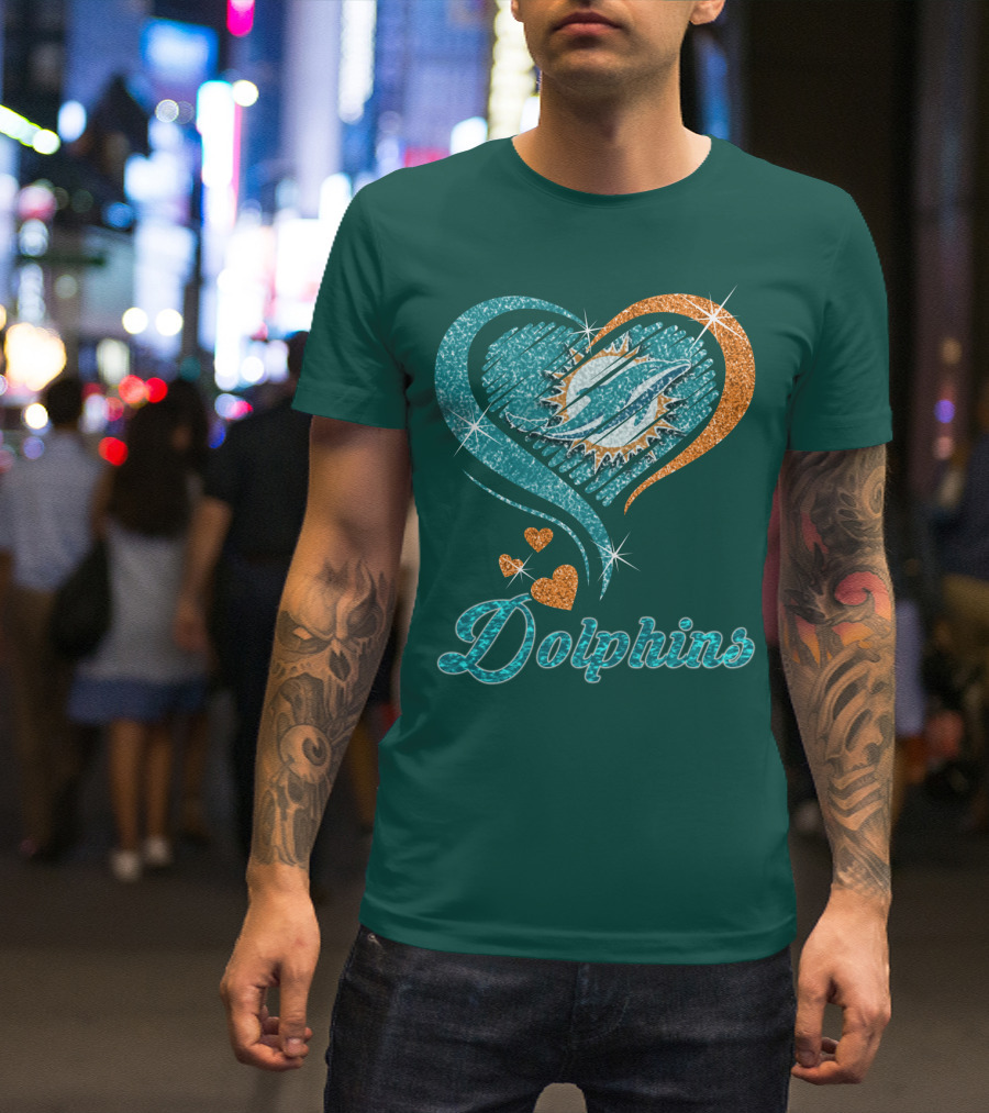 Miami Dolphins Sparkling Heart T-Shirt
