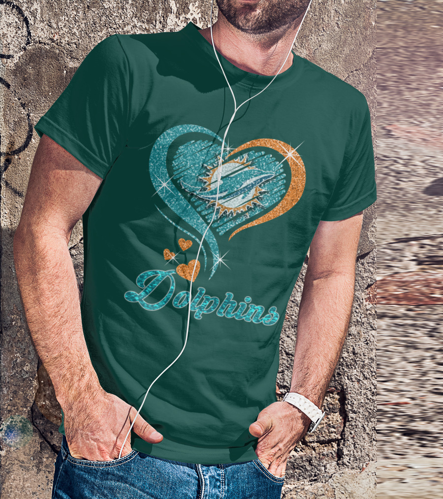 Miami Dolphins Sparkling Heart T-Shirt