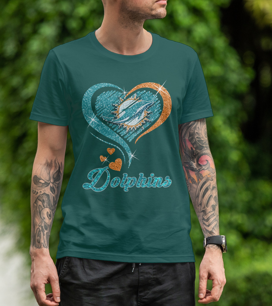 Miami Dolphins Sparkling Heart T-Shirt