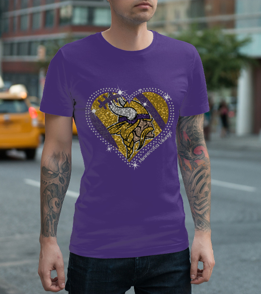 Minnesota Vikings Heart With Iconic Viking T-Shirt