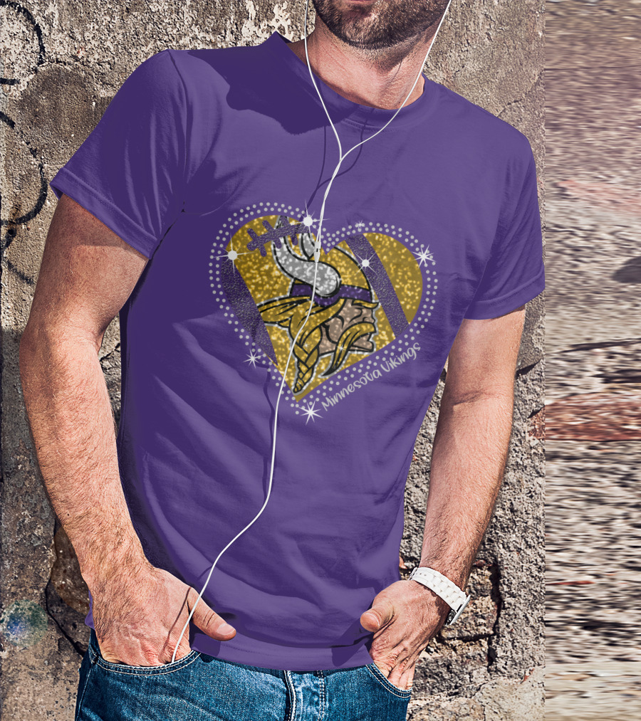 Minnesota Vikings Heart With Iconic Viking T-Shirt