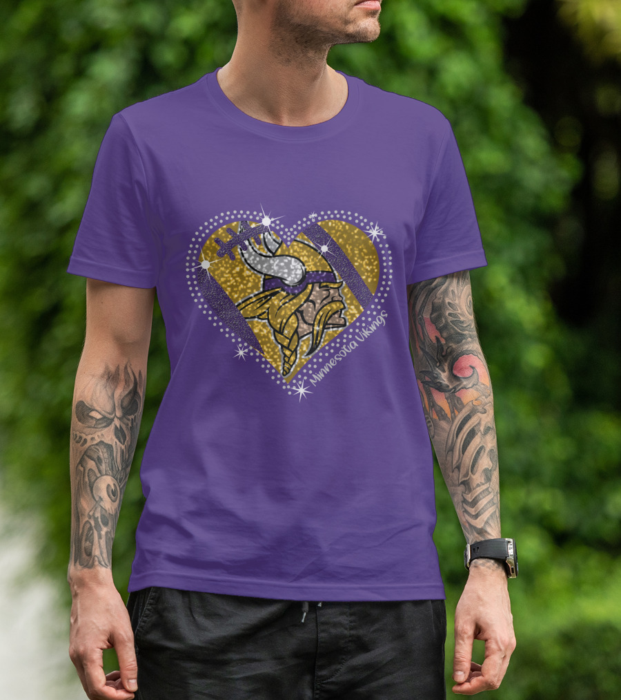 Minnesota Vikings Heart With Iconic Viking T-Shirt