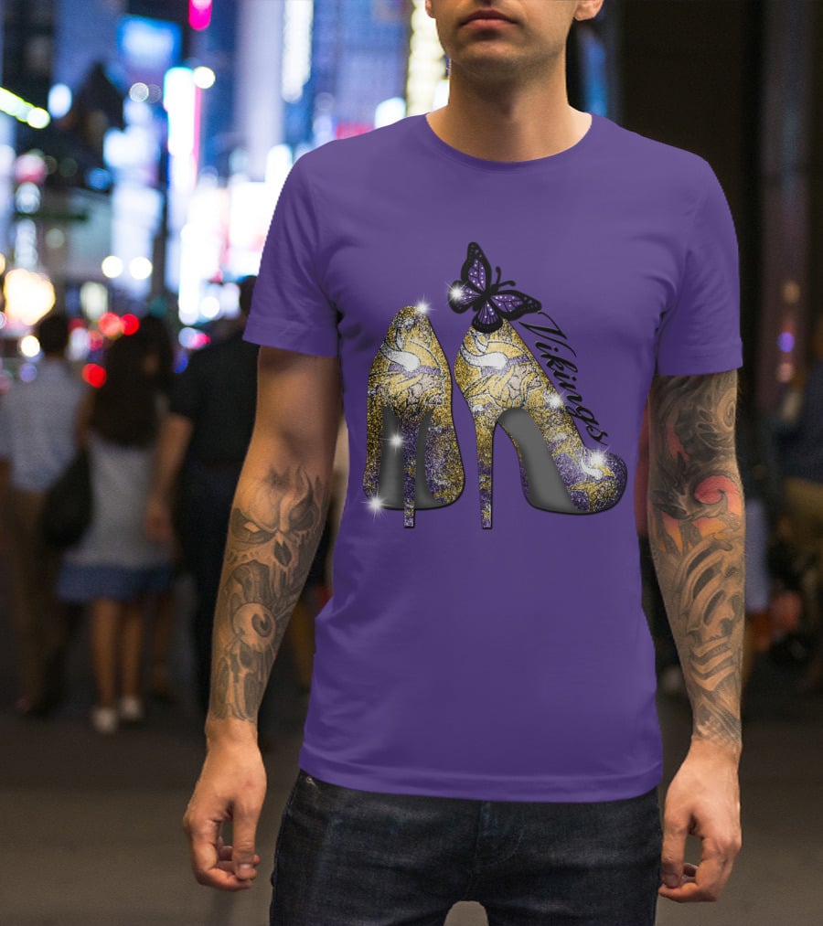 Minnesota Vikings High Heels Butterfly Sparkle T-Shirt