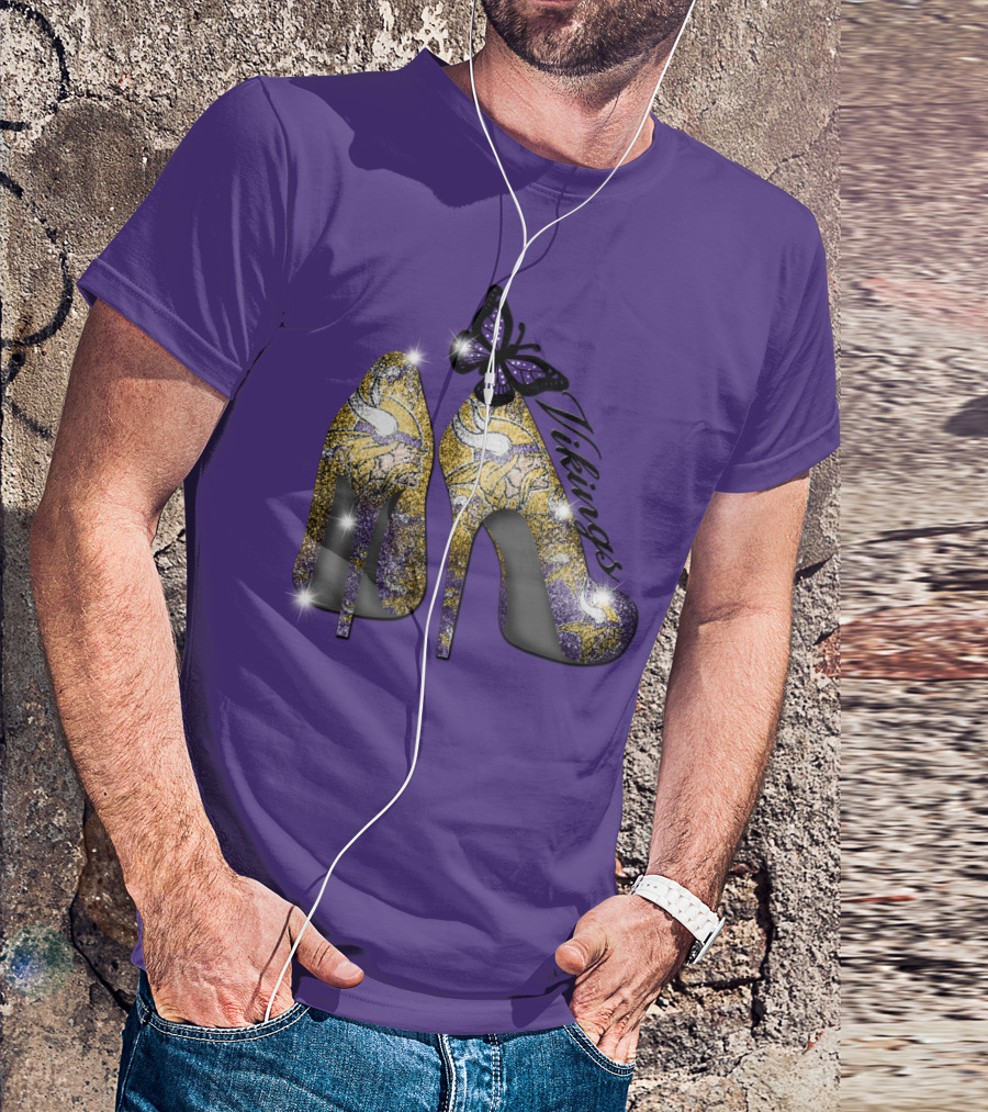 Minnesota Vikings High Heels Butterfly Sparkle T-Shirt