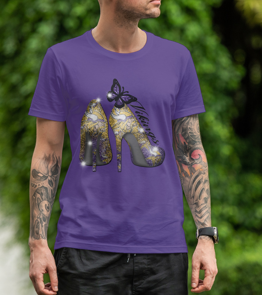 Minnesota Vikings High Heels Butterfly Sparkle T-Shirt
