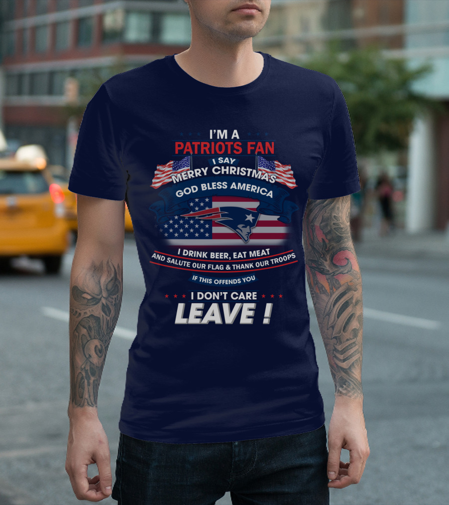 I'm A Patriots Fan Merry Christmas God Bless America T-Shirt