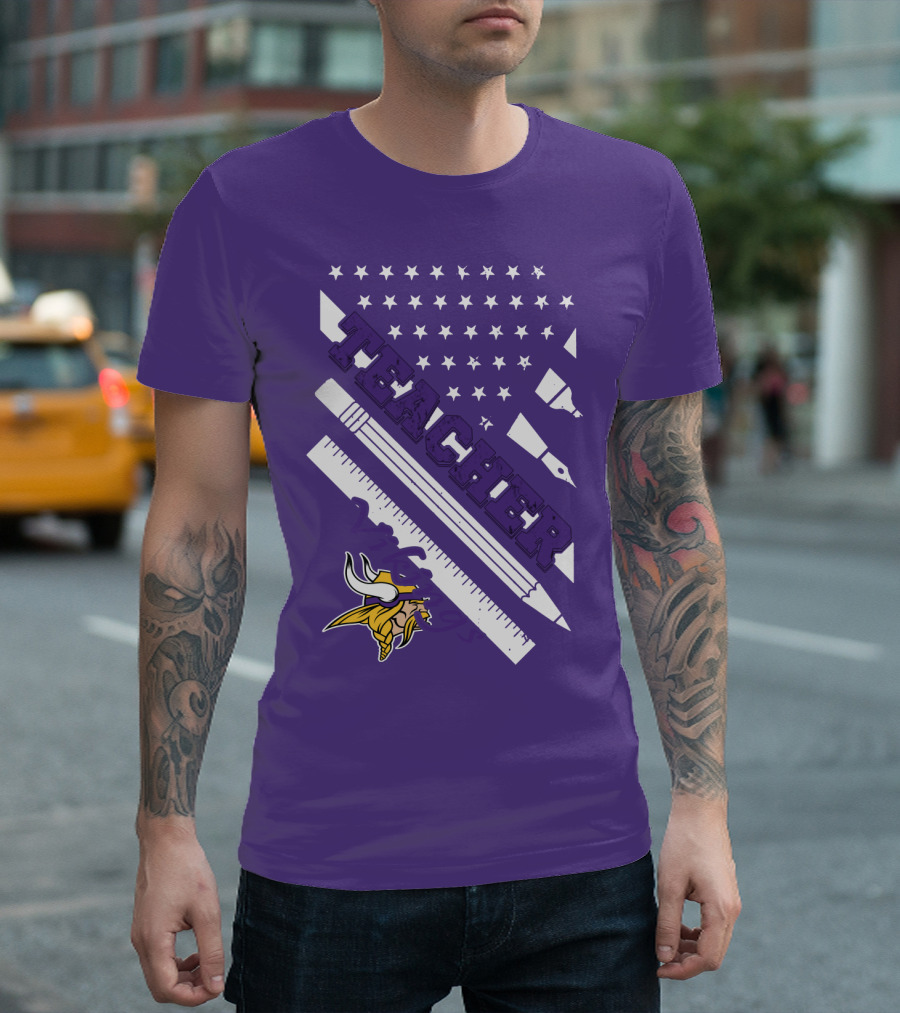 Minnesota Vikings Teacher Ruler Stars T-Shirt