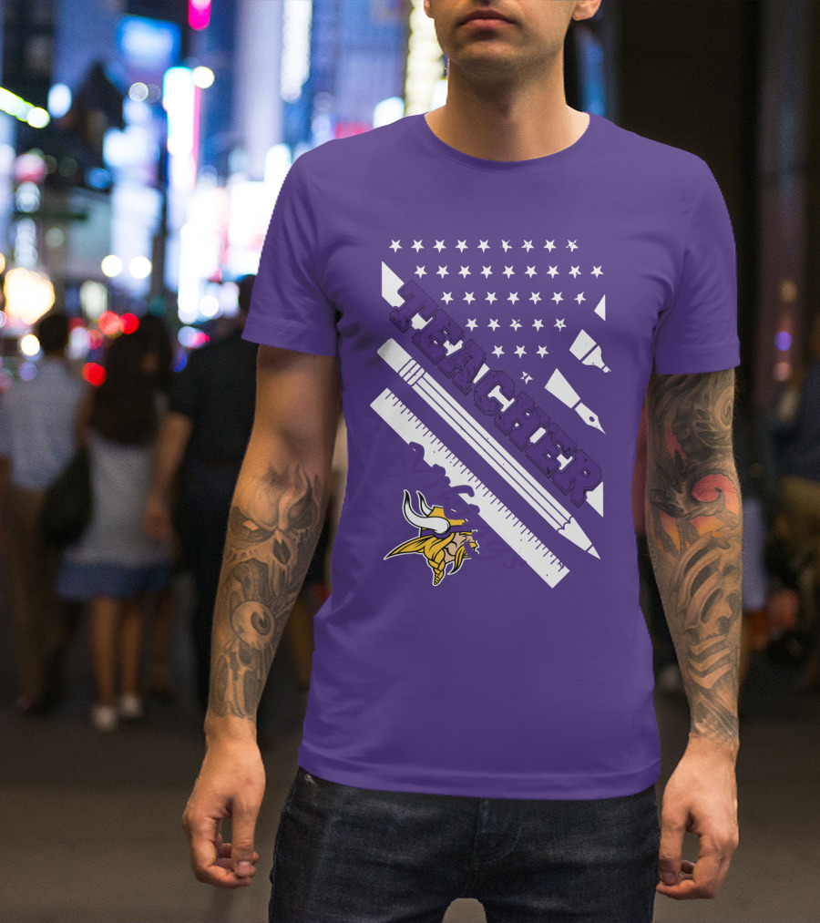 Minnesota Vikings Teacher Ruler Stars T-Shirt