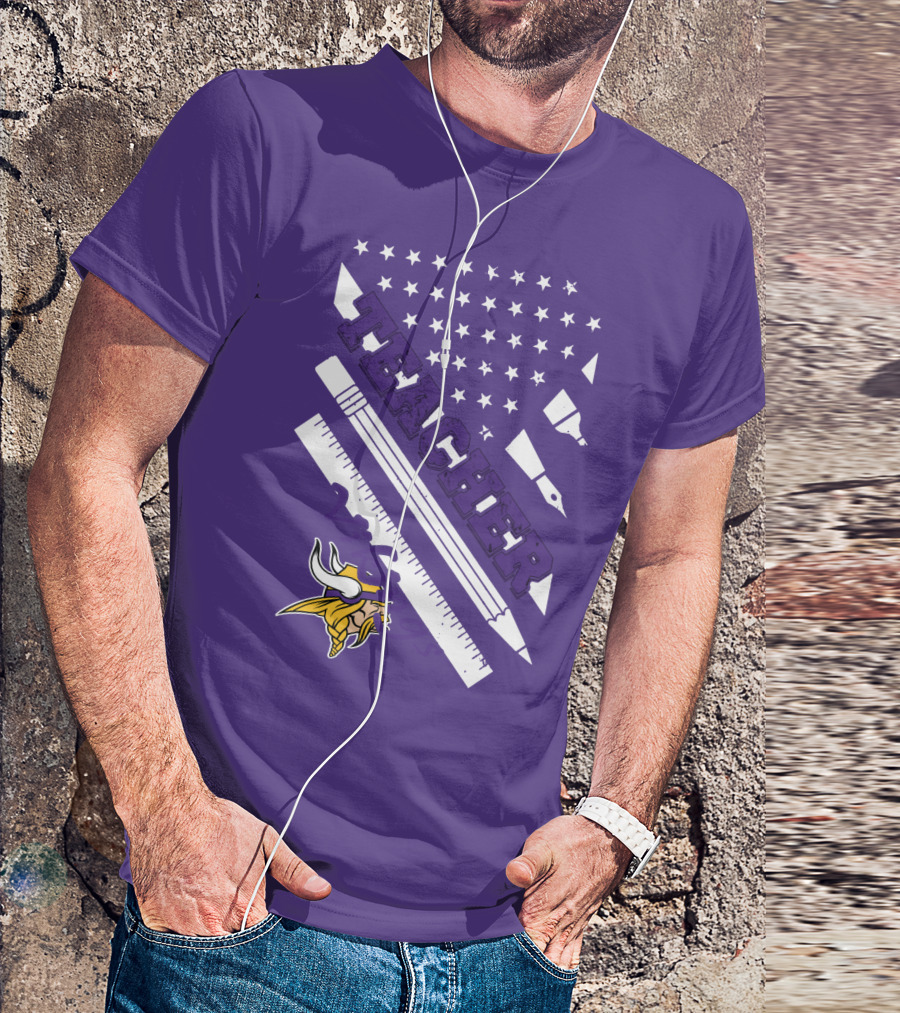 Minnesota Vikings Teacher Ruler Stars T-Shirt