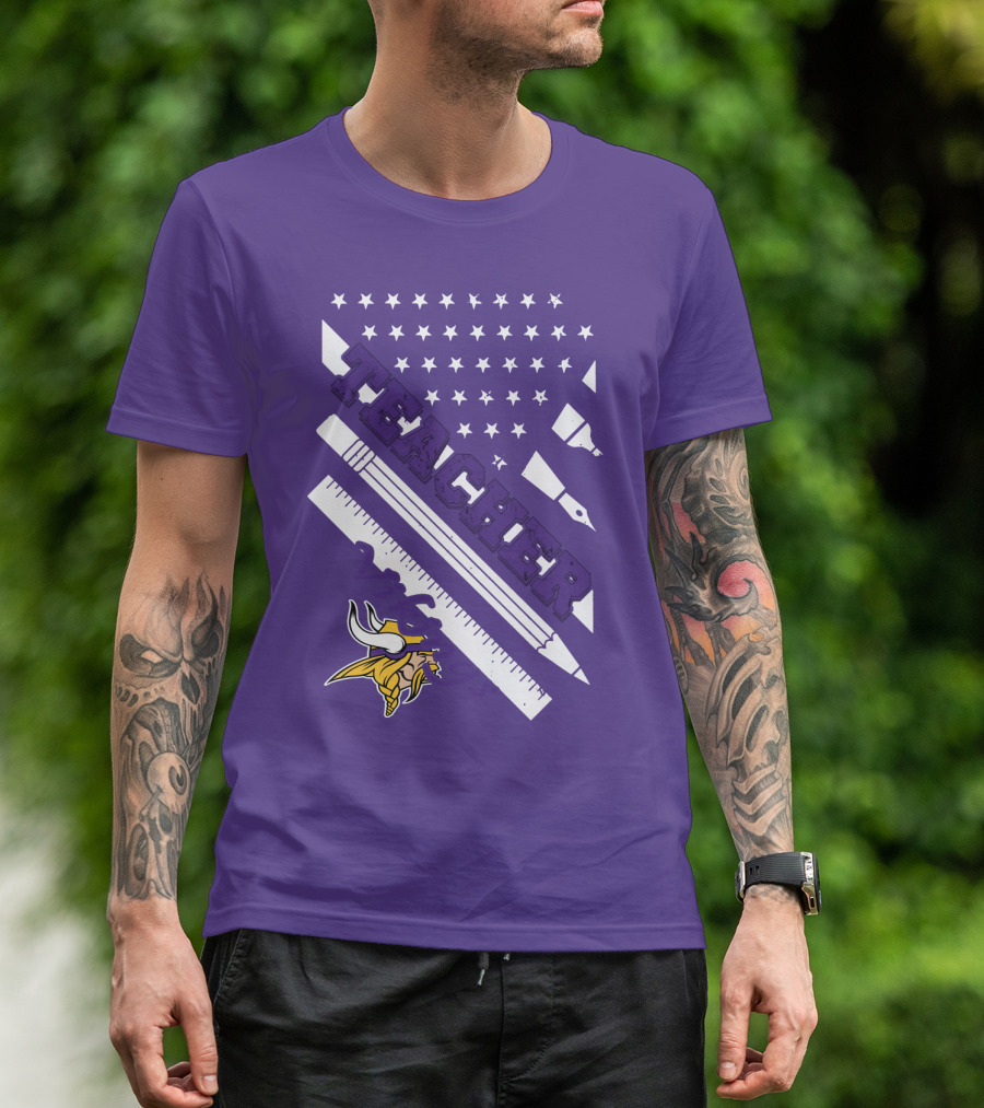 Minnesota Vikings Teacher Ruler Stars T-Shirt