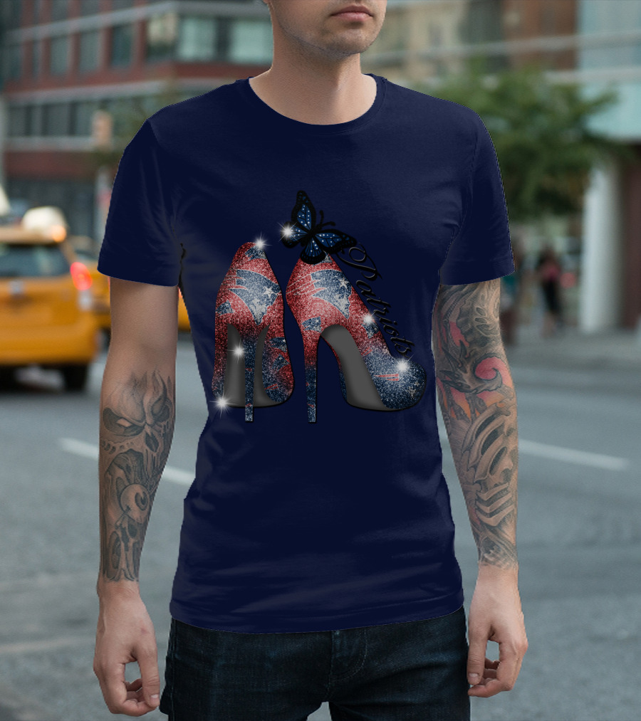 Patriots High Heels Design With Butterfly T-Shirt