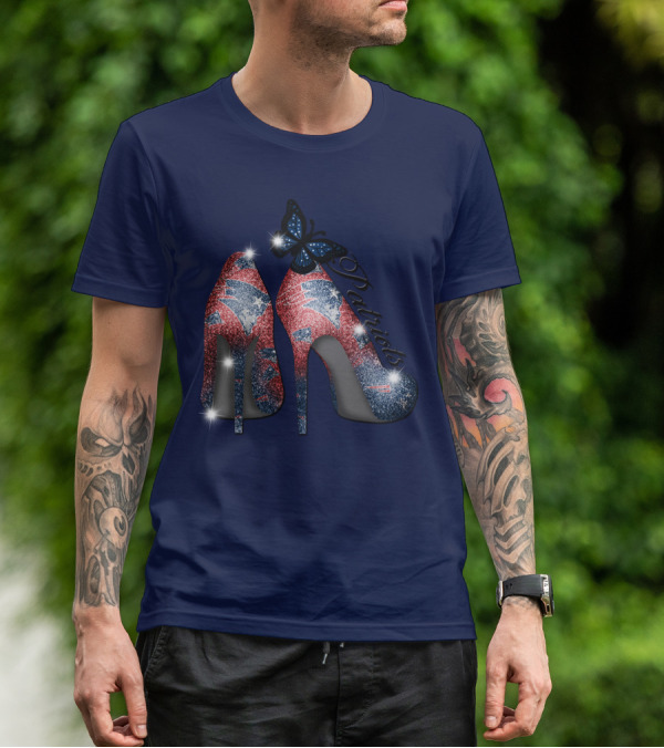 Patriots High Heels Design With Butterfly T-Shirt
