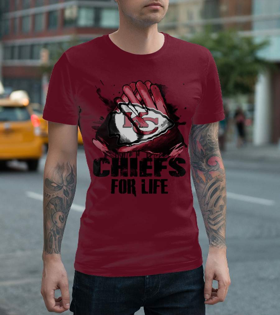 Kansas City Chiefs For Life Kc Logo Football Glove T-Shirt