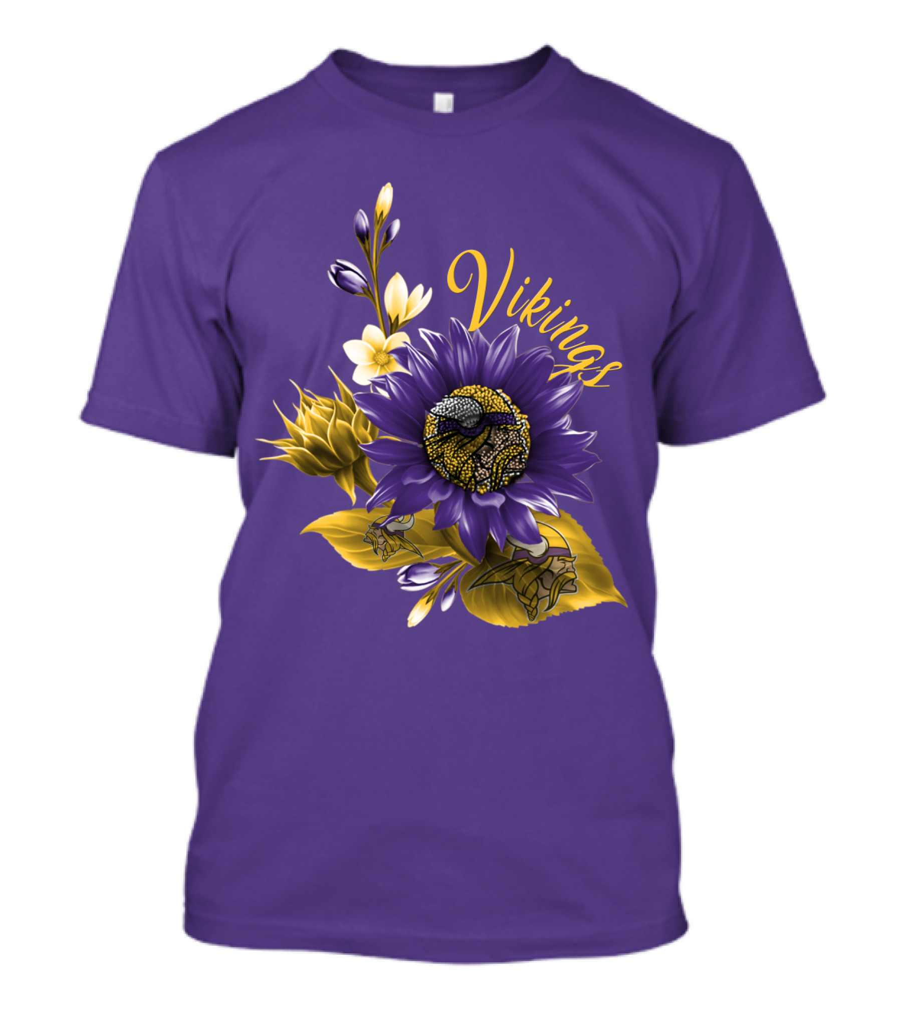 Vikings Minnesota Purple Floral Football Team Badge T-Shirt
