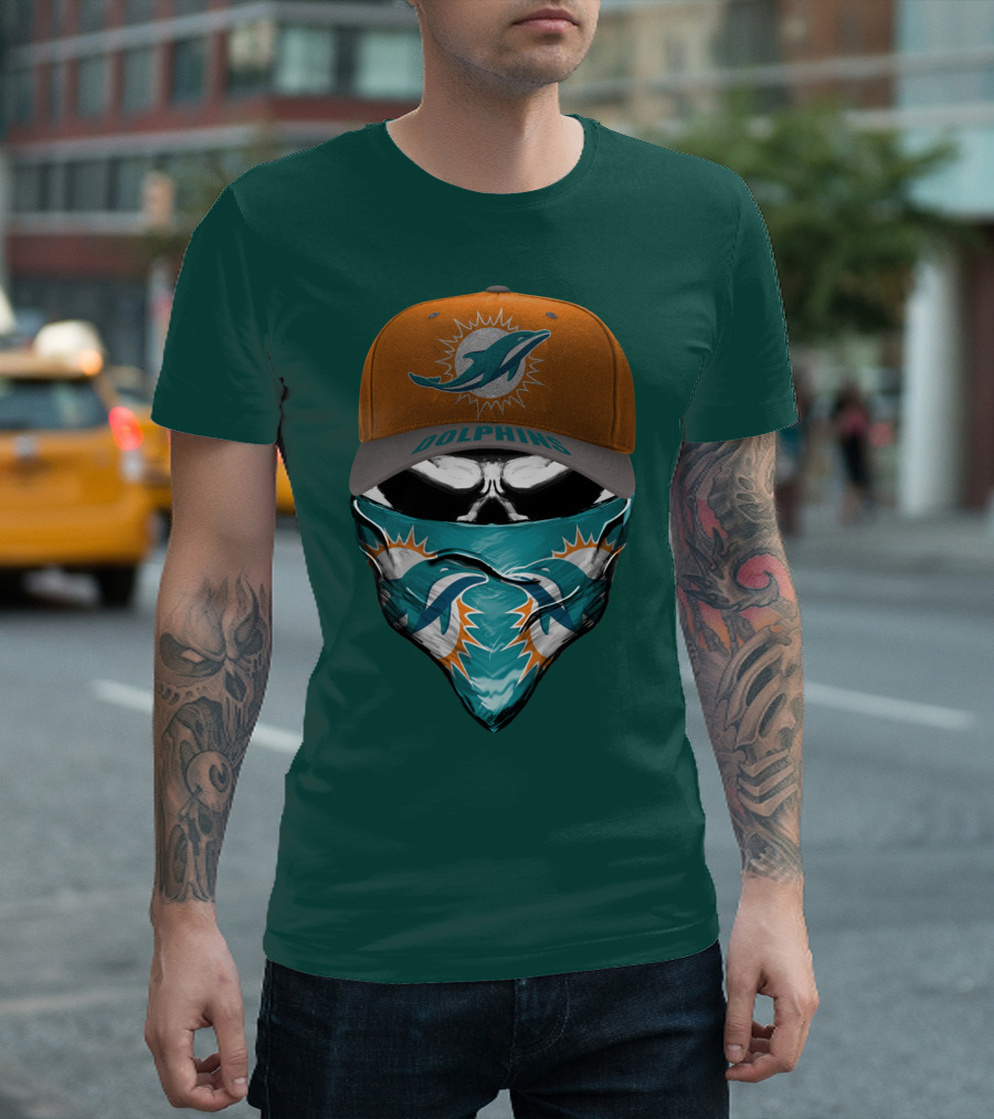 Dolphins Miami Dolphins Logo Mask And Cap T-Shirt