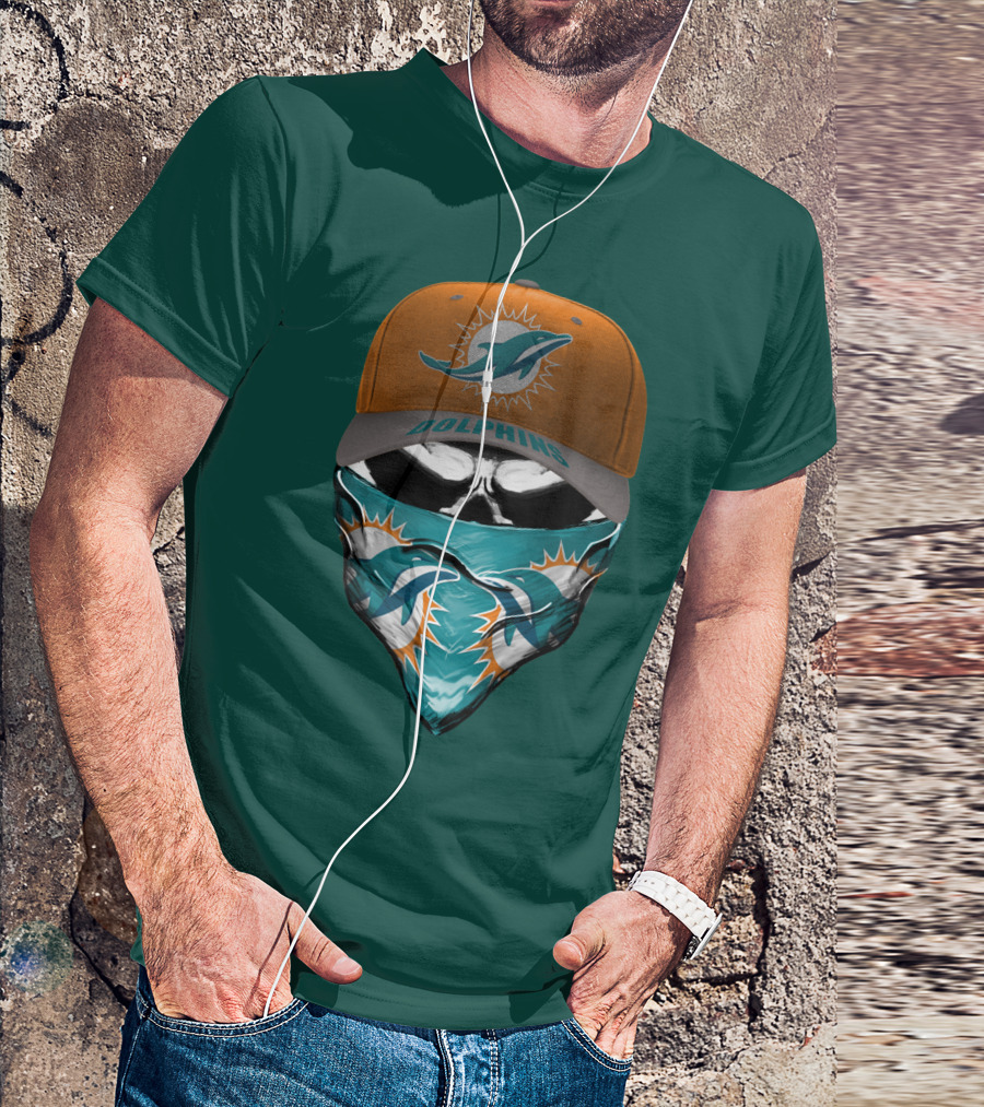 Dolphins Miami Dolphins Logo Mask And Cap T-Shirt