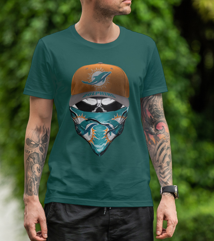 Dolphins Miami Dolphins Logo Mask And Cap T-Shirt