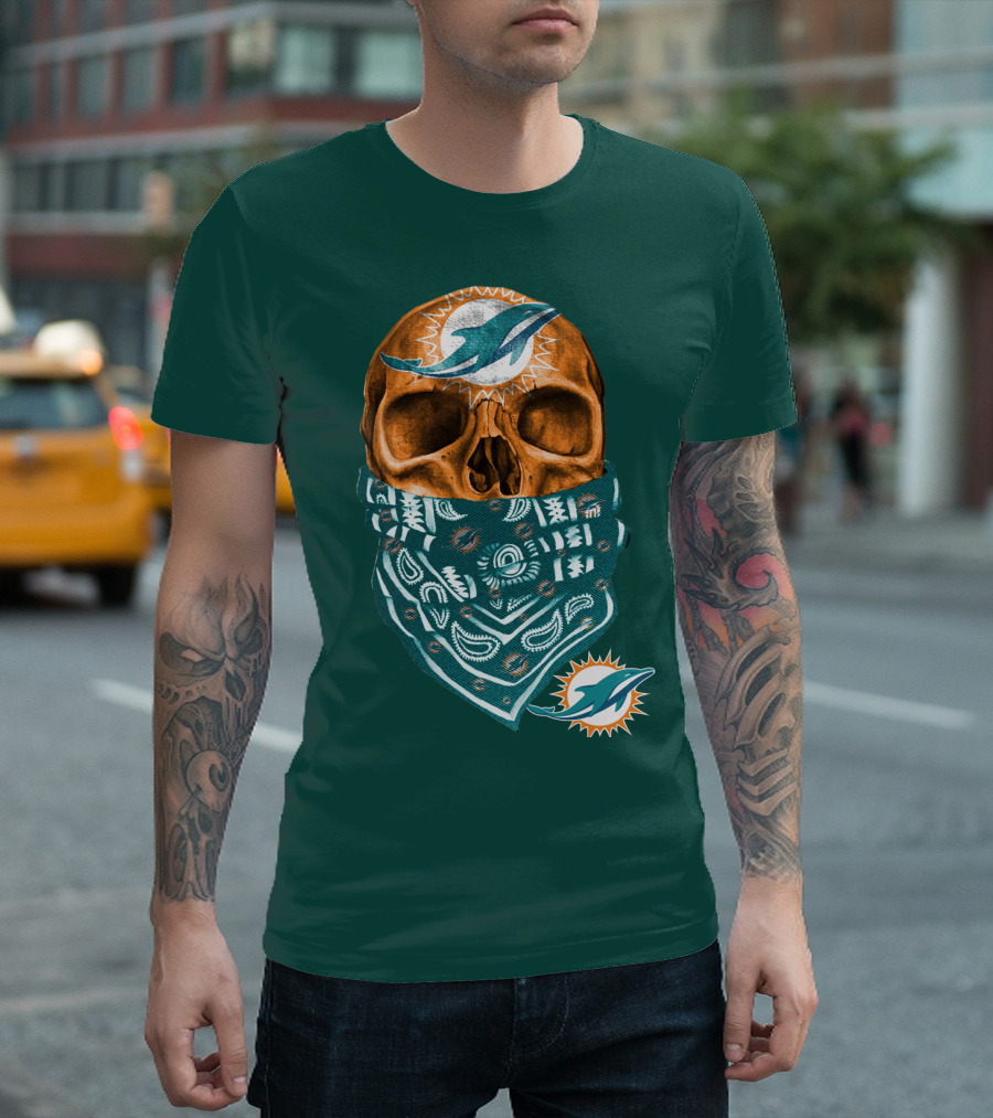 Miami Dolphins Skull Bandana T-Shirt