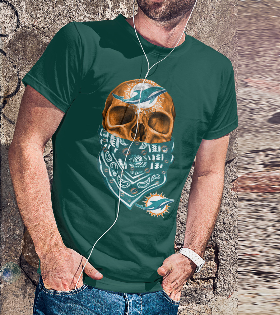 Miami Dolphins Skull Bandana T-Shirt