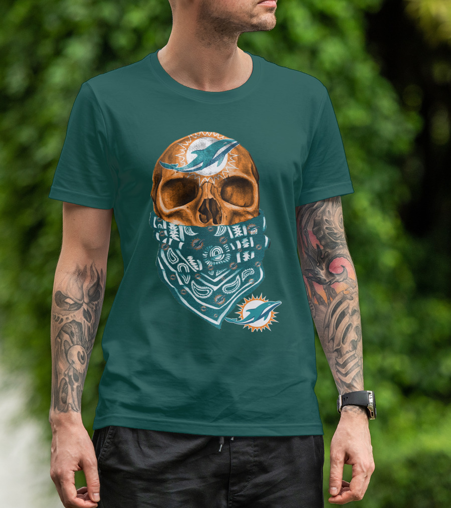Miami Dolphins Skull Bandana T-Shirt