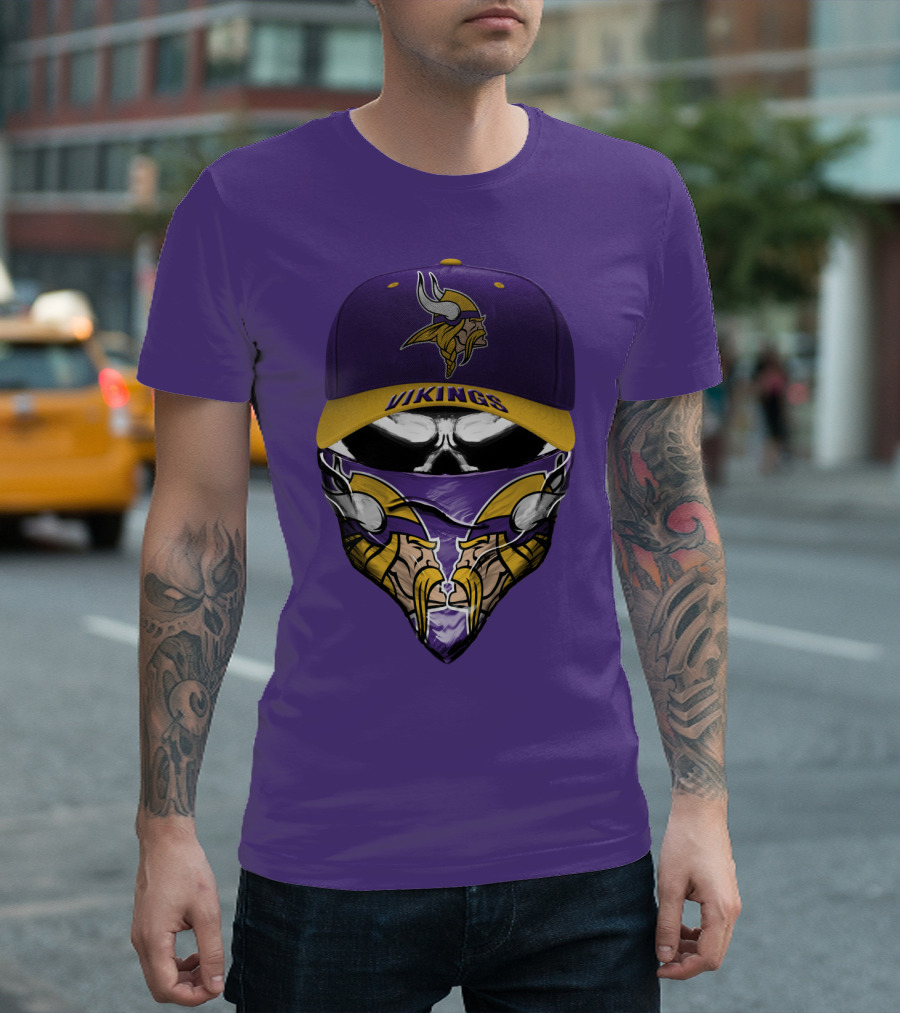 Minnesota Vikings Vikings Logo Hat And Mask Combo T-Shirt