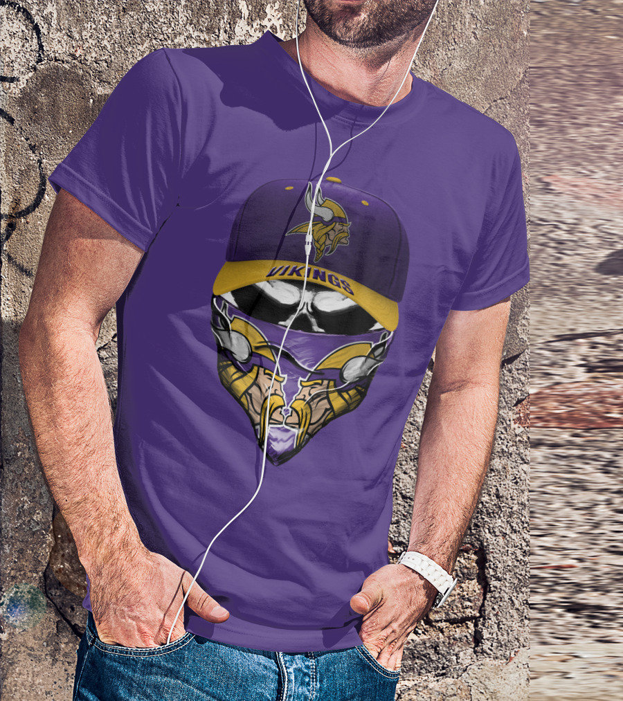 Minnesota Vikings Vikings Logo Hat And Mask Combo T-Shirt