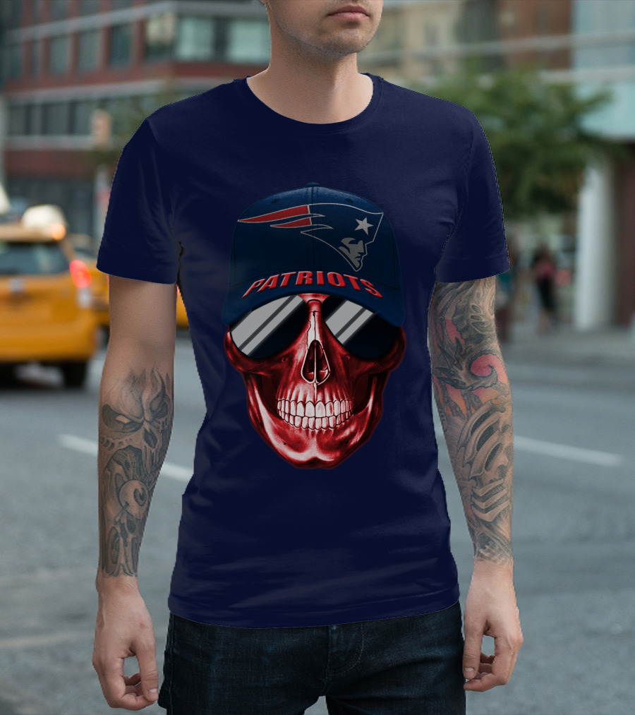 Patriots Skull With Nfl Logo Hat T-Shirt