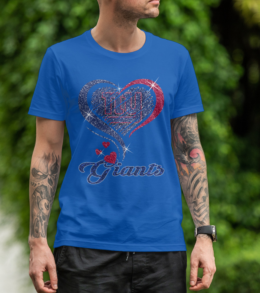 Giants New York Heart Logo Sparkle T-Shirt