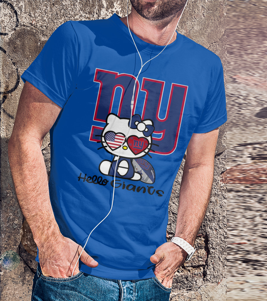 Hello Giants Ny Football Kitty With Heart Sunglasses T-Shirt