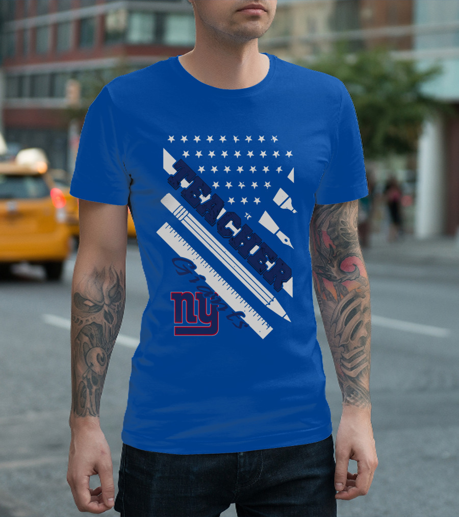 New York Giants Teacher Stars And Stripes Ruler Pen T-Shirt