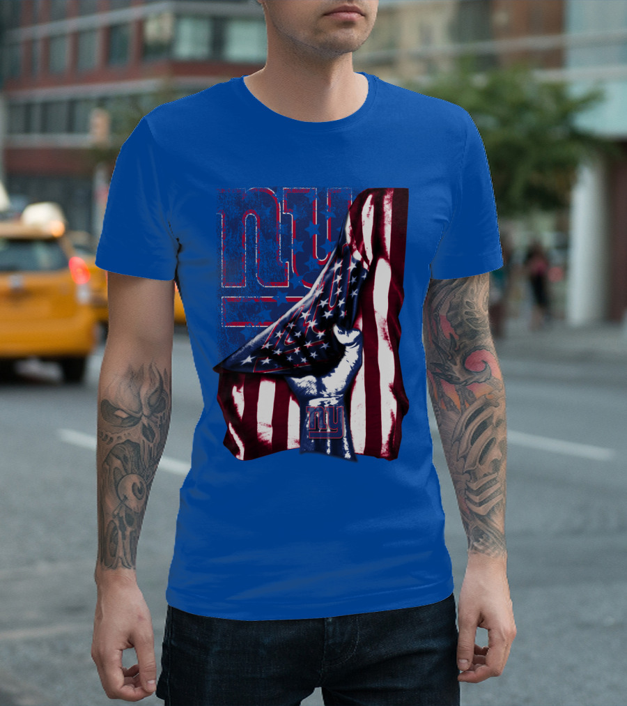New York Giants American Flag Fist T-Shirt