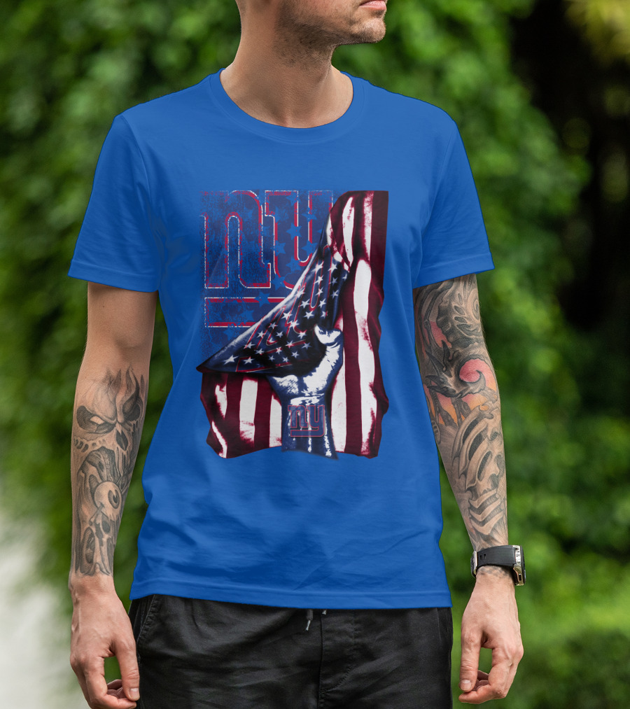 New York Giants American Flag Fist T-Shirt