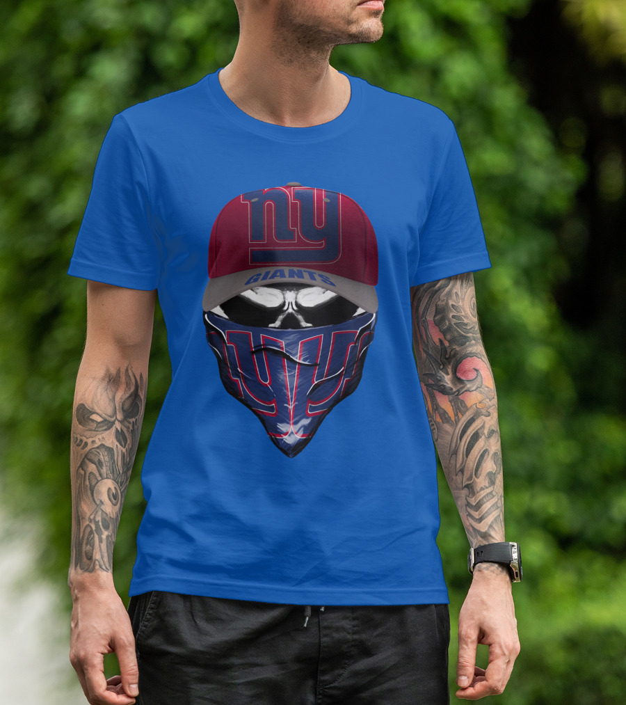 Ny Giants Cap And Bandana Design With Team T-Shirt