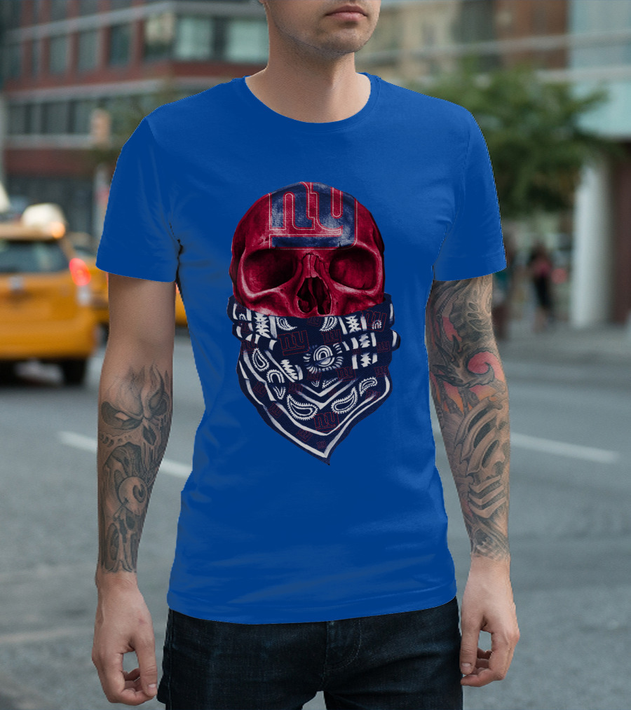 Newyork Giants Skull With Bandana And Team T-Shirt