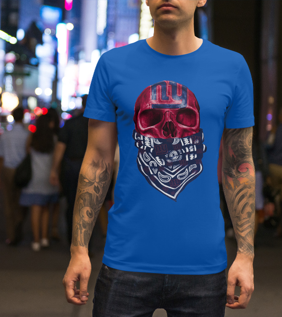 Newyork Giants Skull With Bandana And Team T-Shirt