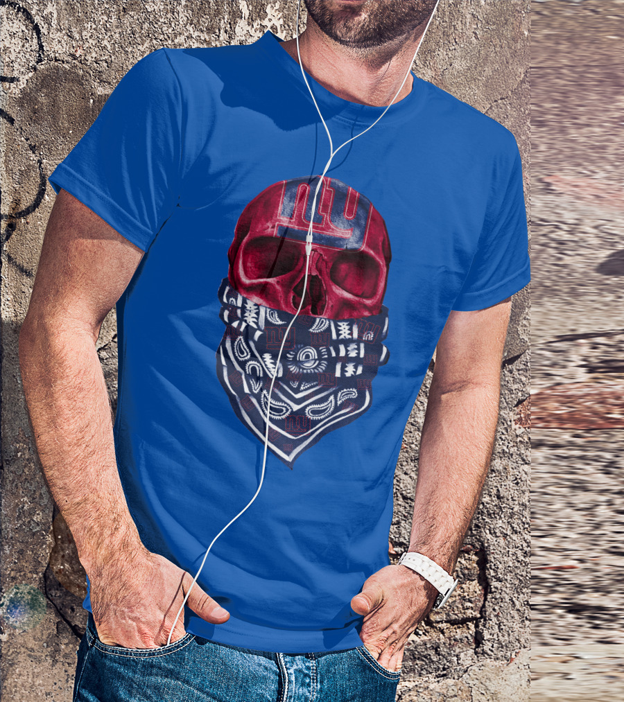 Newyork Giants Skull With Bandana And Team T-Shirt