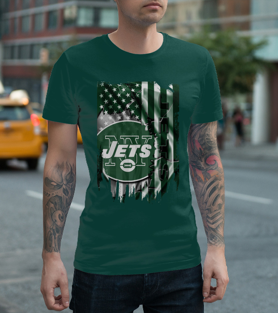New York Jets American Flag Football T-Shirt