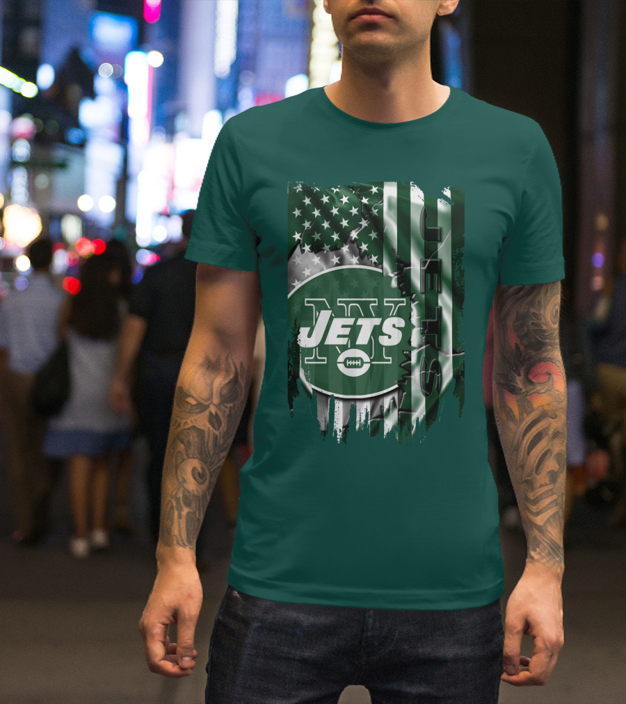 New York Jets American Flag Football T-Shirt