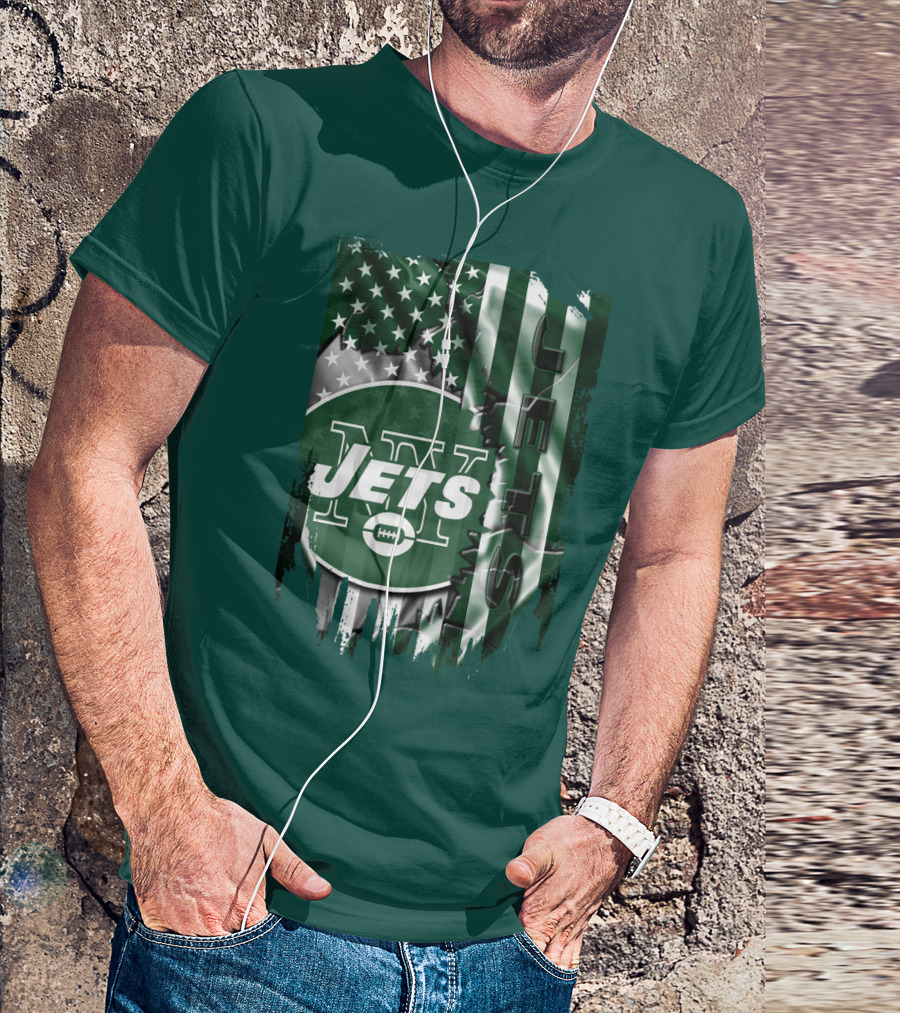 New York Jets American Flag Football T-Shirt