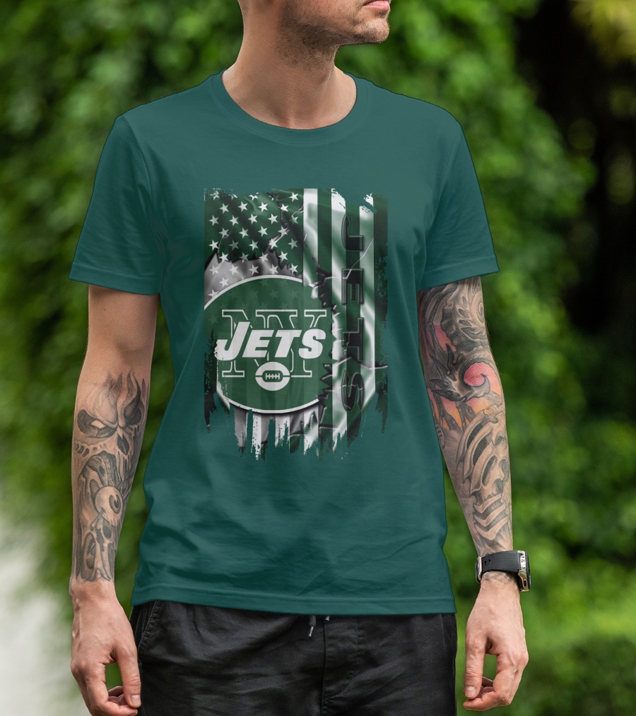 New York Jets American Flag Football T-Shirt