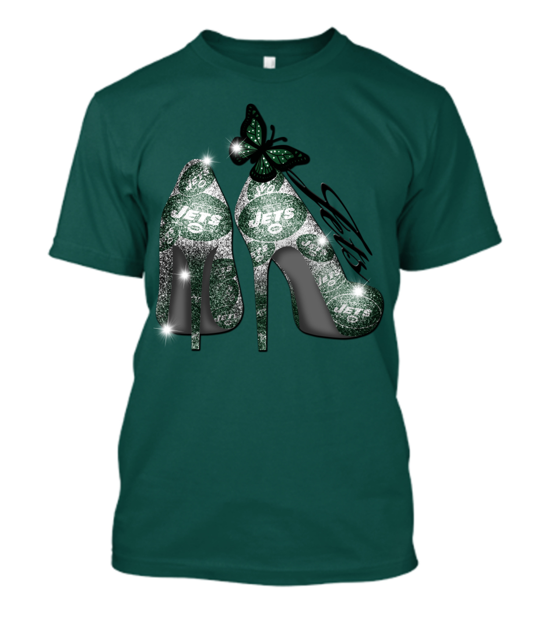 Jets Football High Heels With Butterfly T-Shirt