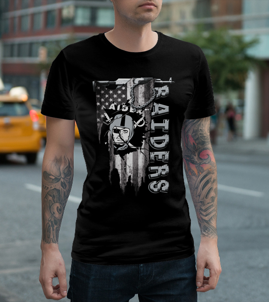 Raider Nation Raiders Usa Flag T-Shirt
