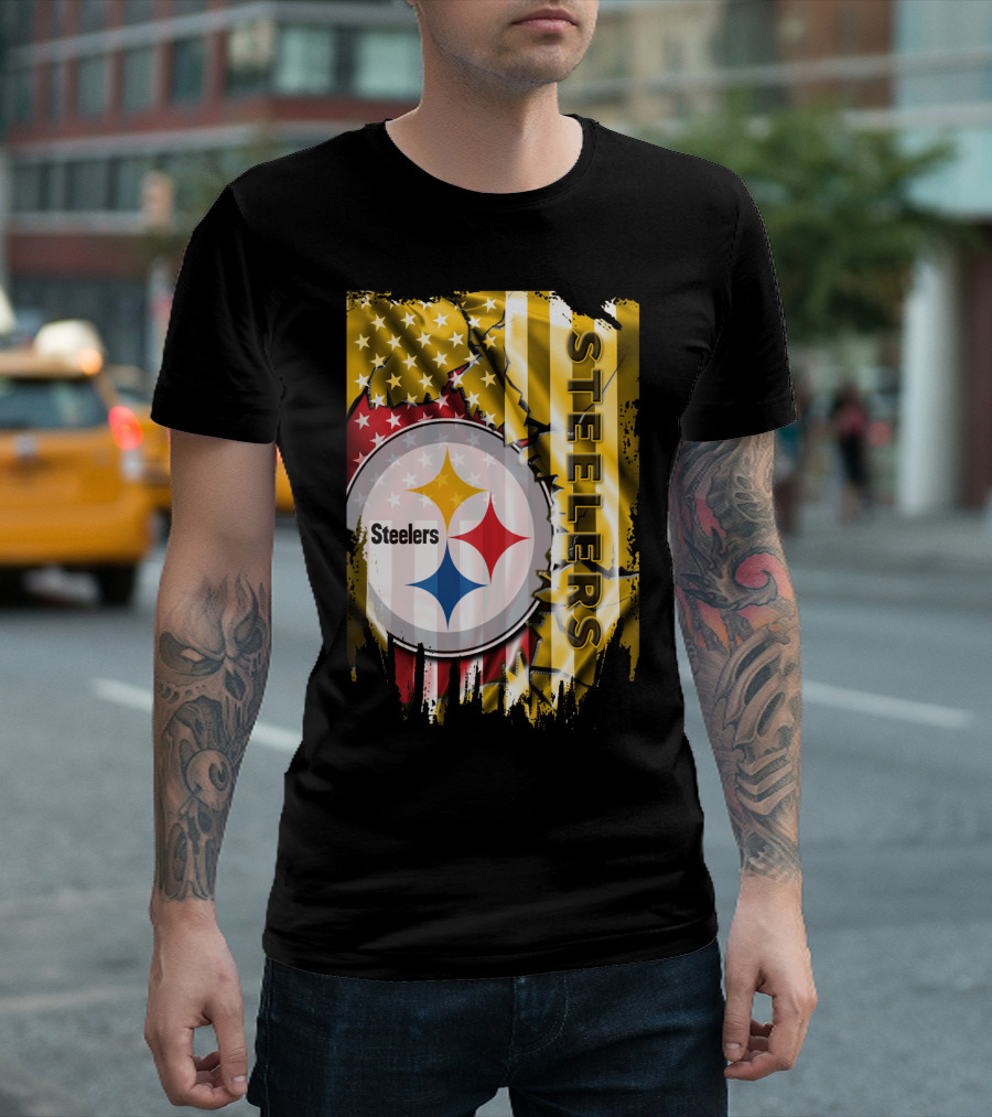 Pittsburgh Steelers Team Colors And Iconic Logomania T-Shirt
