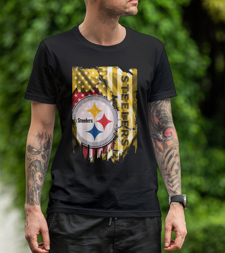Pittsburgh Steelers Team Colors And Iconic Logomania T-Shirt
