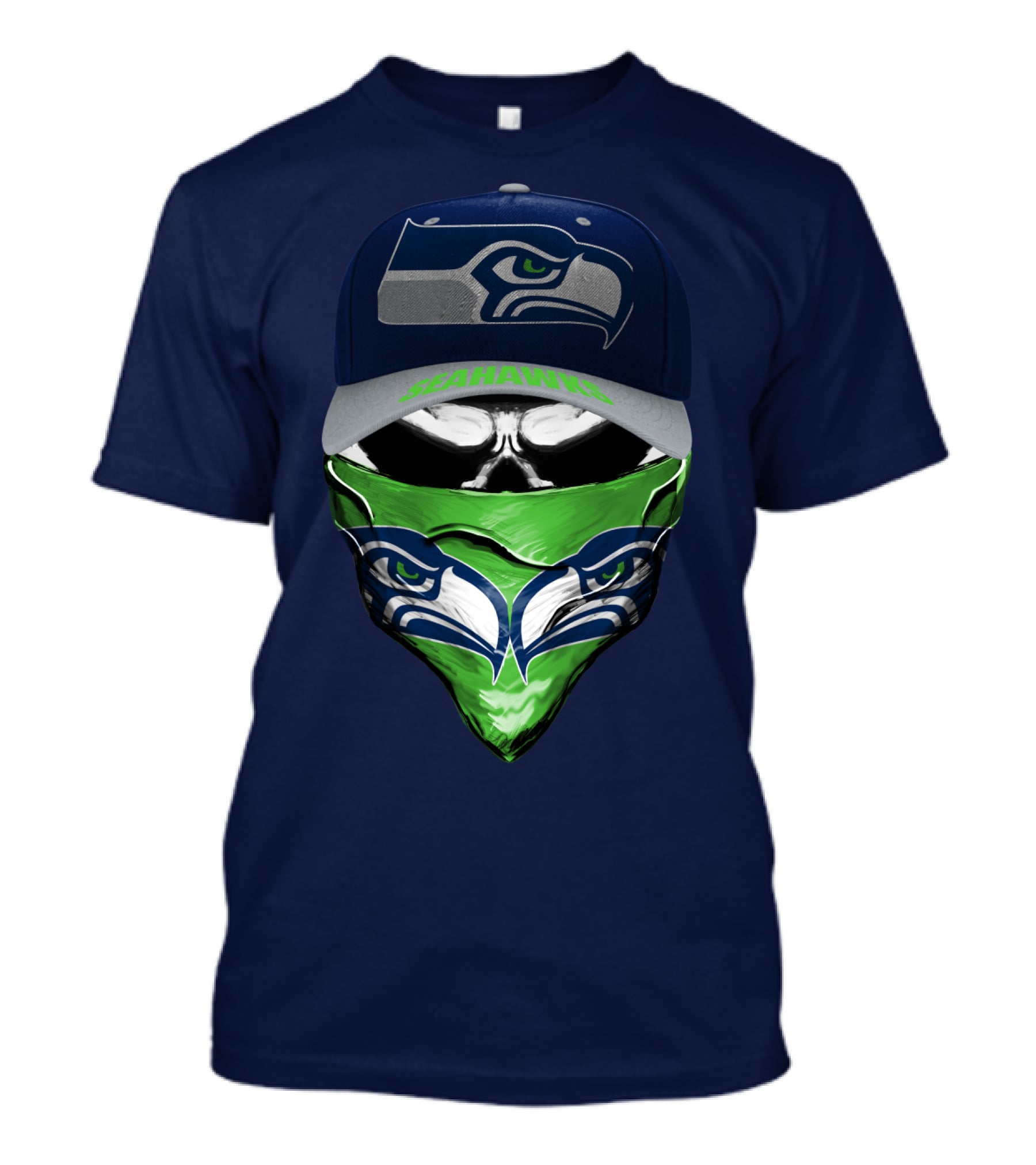 Seattle Seahawks Logo Hat And Bandana T-Shirt