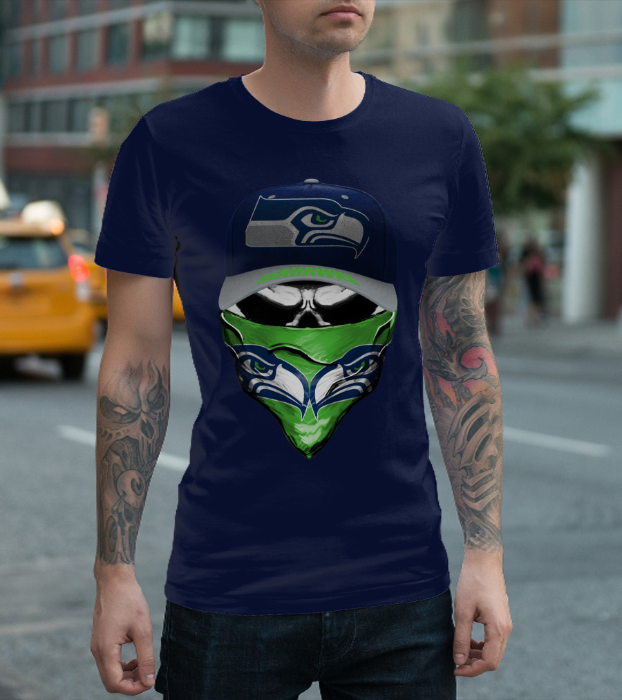 Seattle Seahawks Logo Hat And Bandana T-Shirt