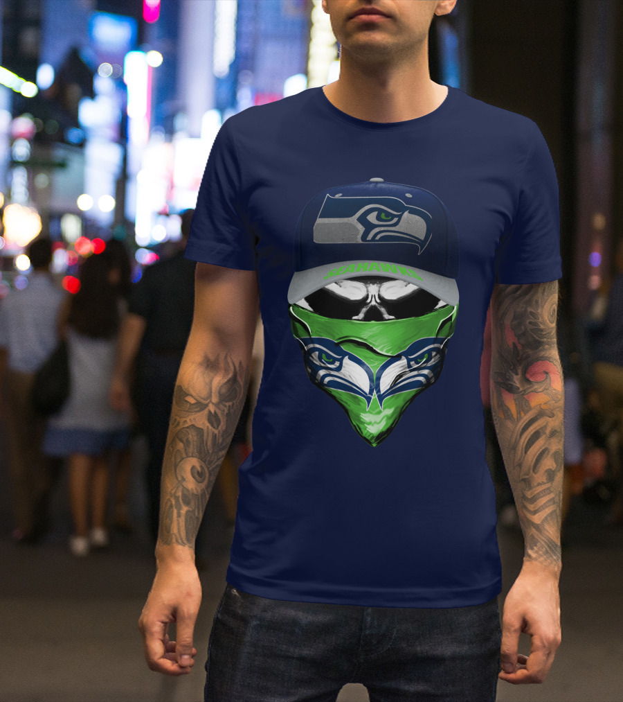 Seattle Seahawks Logo Hat And Bandana T-Shirt